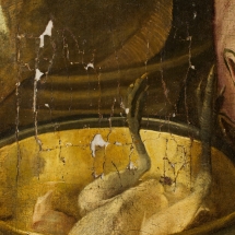Ronald de Jager Restauratie en Conservatie van Schilderijen Floris van Schooten Keukenstuk tijdens restauratie detail